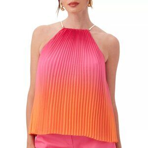 Trina Turk 'Nayarit' Pleated Chiffon Sleeveless Top, Pink/Orange Multi